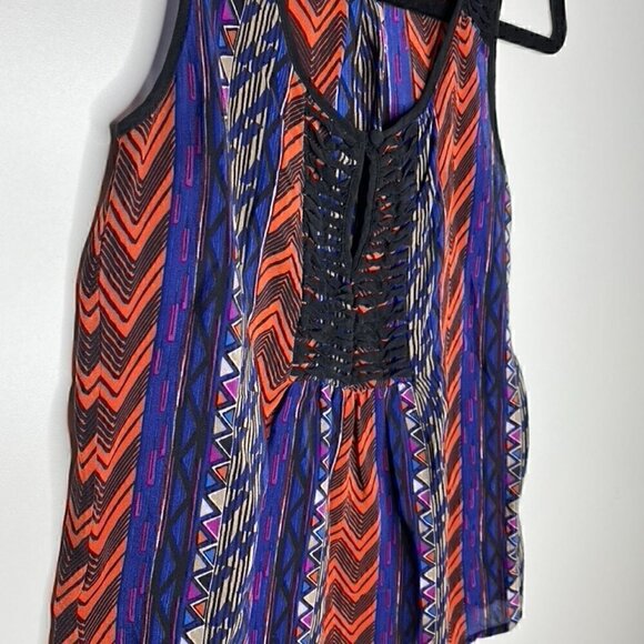 Meadow Rue Anthropologie Blouse Size XS Women's 100% Silk Geometric Sleeveless - Picture 3 of 5